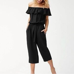 Tommy Bahama Linen Dye Cropped Jumpsuit - Size M - black